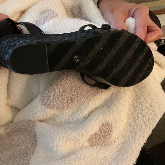 White House Black Market • Jennica black woven ribbon wedge lace up sandals 9.5 - Picture 2 of 6